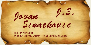 Jovan Simatković vizit kartica